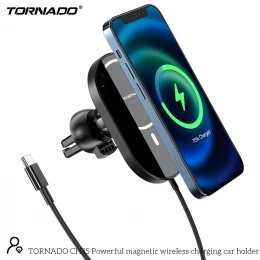 Автотримач з бездротовим ЗП Tornado CH35 with MagSafe 15W USB to Type-C вентиляційну решітку