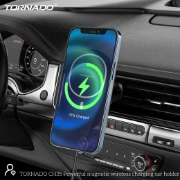 Автотримач з бездротовим ЗП Tornado CH35 with MagSafe 15W USB to Type-C вентиляційну решітку