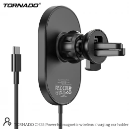 Автотримач з бездротовим ЗП Tornado CH35 with MagSafe 15W USB to Type-C вентиляційну решітку