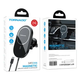 Автотримач з бездротовим ЗП Tornado CH35 with MagSafe 15W USB to Type-C вентиляційну решітку