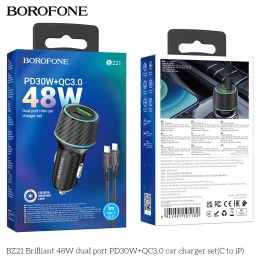 АЗП Borofone BZ21 Type-C to Lightning 2USB PD 30W 3A