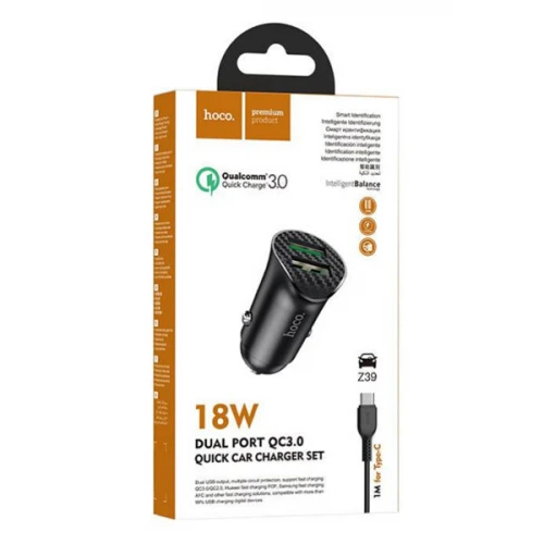 АЗП Hoco Z39 USB to Type-C 2USB QC3.0 18W