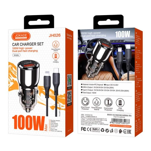 АЗП Jokade JH026 Type-C to Lightning USB+USB-C 100W