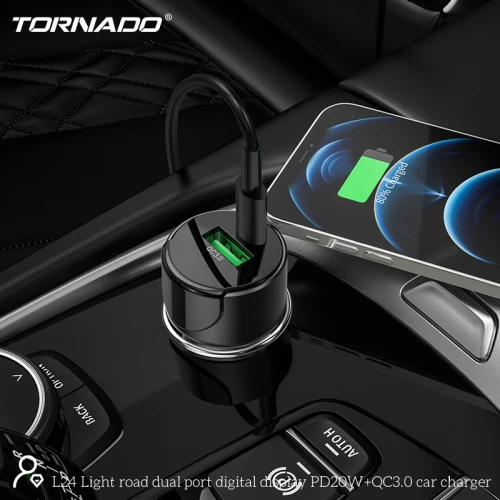 АЗП Tornado L24 USB + USB-C PD/QC 20W з дисплеем