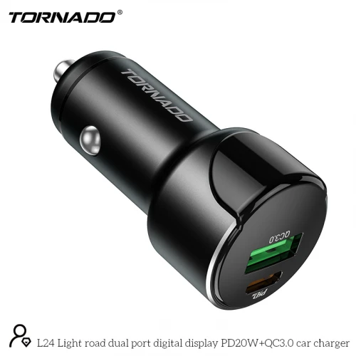 АЗП Tornado L24 USB + USB-C PD/QC 20W з дисплеем