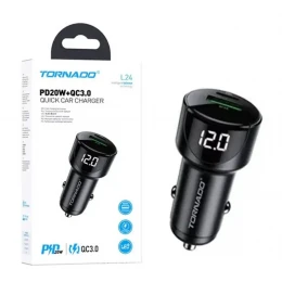 АЗП Tornado L24 USB + USB-C PD/QC 20W з дисплеем