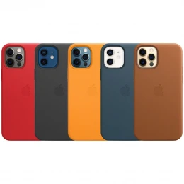 Чохол Real Leather Case for Apple for iPhone 12 Pro Max with MagSafe animation