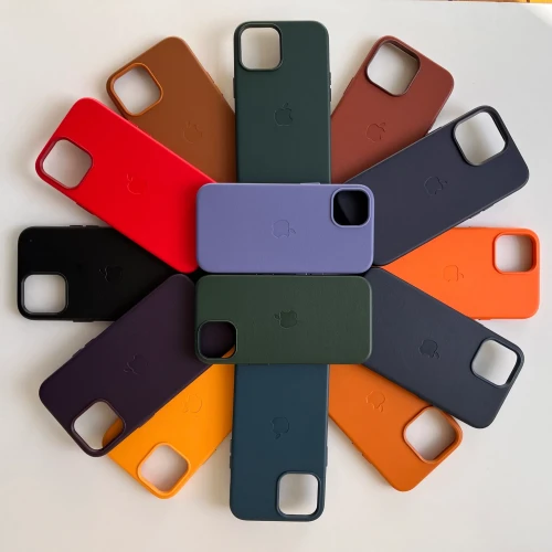 Чохол Real Leather Case for Apple for iPhone 14 with MagSafe animation