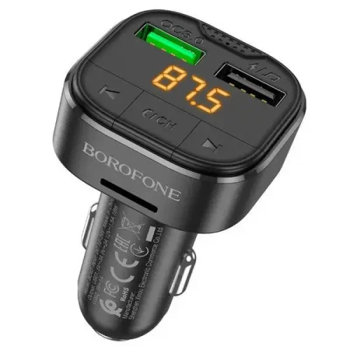 FM-модулятор Borofone BC43 2USB QC3.0 з дисплеем