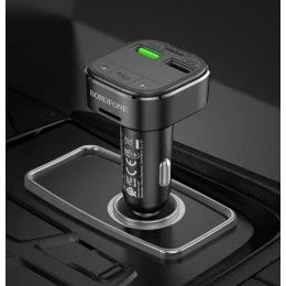 FM-модулятор Borofone BC43 2USB QC3.0 з дисплеем