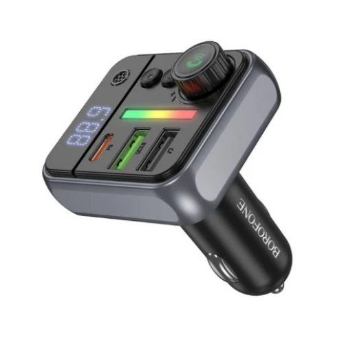 FM-модулятор Borofone BC50 2USB + USB-C QC3.0 з дисплеем 20W