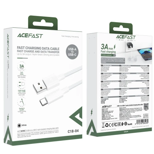 Кабель Acefast C18-04 3A USB to Type-C 1.2m