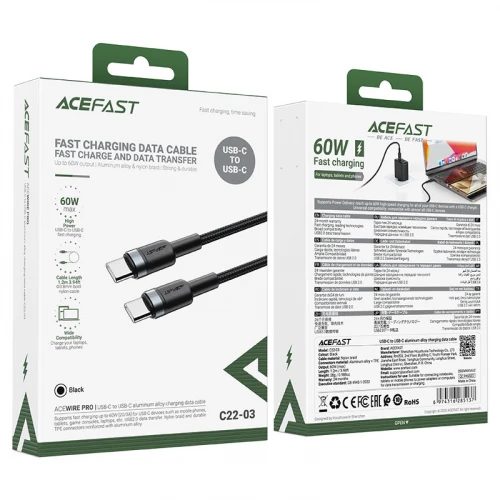 Кабель Acefast C22-03 60W Type-C to Type-C 1.2m