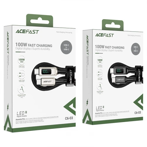 Кабель Acefast C6-03 with display PD 100W 5A Type-C to Type-C 2m