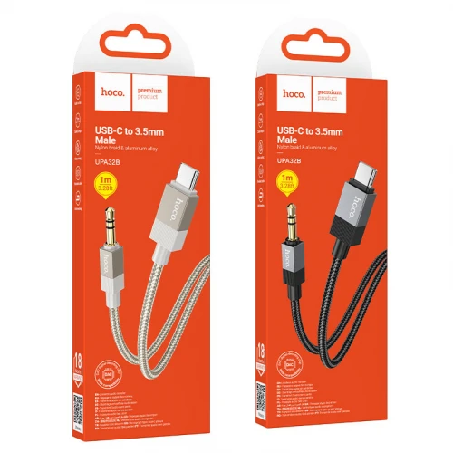Кабель AUX Hoco UPA32B Type-C to 3.5 1m