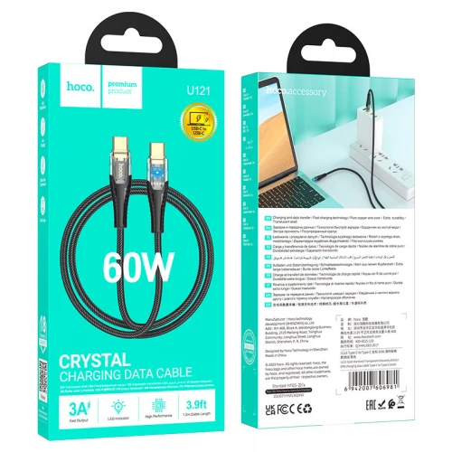 Кабель Hoco U121 gold standart 60W Type-C to Type-C 1m