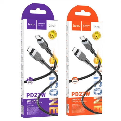 Кабель Hoco X109 Silicone 27W Type-C to Lightning 2m