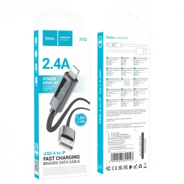 Кабель Hoco X112 digital display USB to Lightning 1m