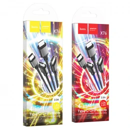 Кабель Hoco X76 Super 4in1 USB to Micro+Lightning+Type-C+Lightning 1m