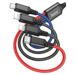 Кабель Hoco X76 Super 4in1 USB to Micro+Lightning+Type-C+Lightning 1m