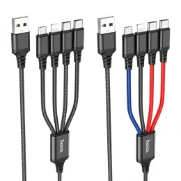 Кабель Hoco X76 Super 4in1 USB to Type-C + Micro + Lightning + Type-C 1m