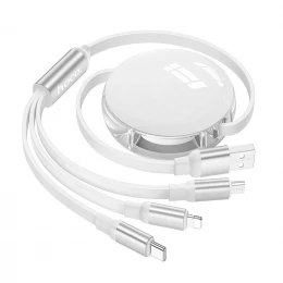 Кабель Hoco X78 Easy Pull Storage 3in1 USB to Micro+Lightning+Type-C 1m