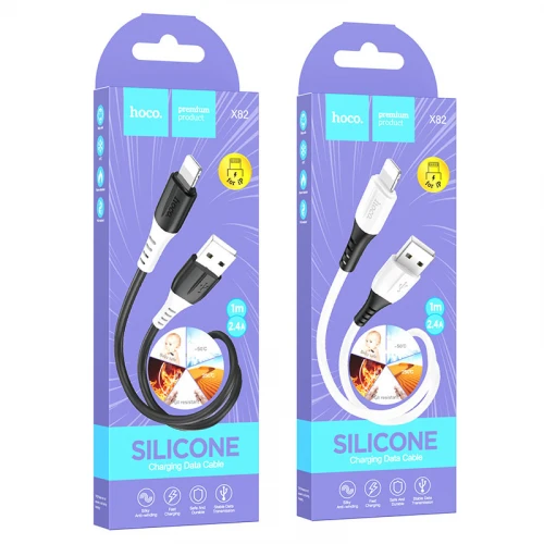 Кабель Hoco X82 Silicone 2.4A USB to Lightning 1m