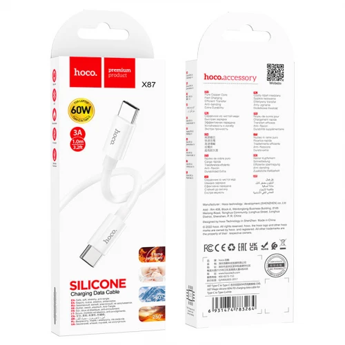 Кабель Hoco X87 3A Type-C to Type-C 1m