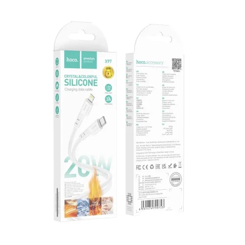 Кабель Hoco X97 Silicone PD 20W Type-C to Lightning 1m
