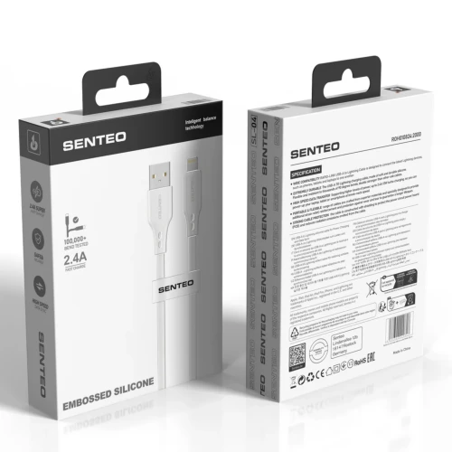 Кабель SENTEO SL-04 Embossed Silicone 2.4A USB to Lightning 1m