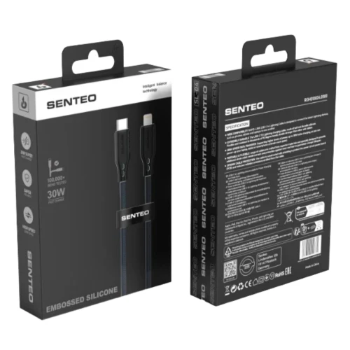 Кабель SENTEO SL-04 Embossed Silicone 30W Type-C to Lightning 1m
