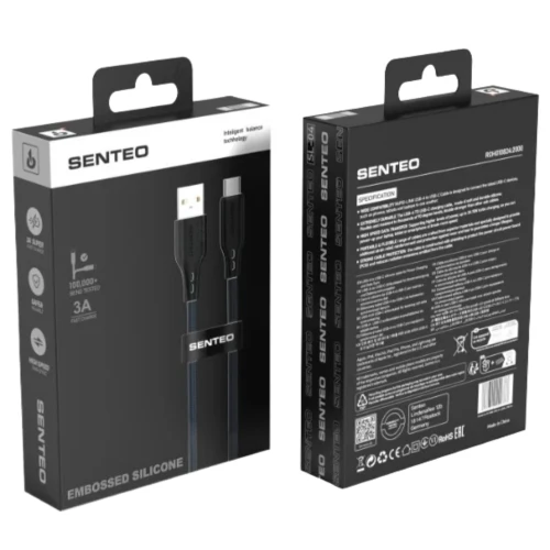Кабель SENTEO SL-04 Embossed Silicone 3A USB to Type-C 1m
