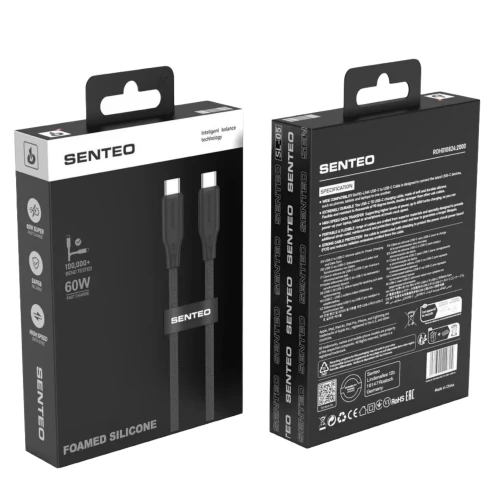 Кабель SENTEO SL-05 Foamed Silicone 60W Type-C to Type-C 1m