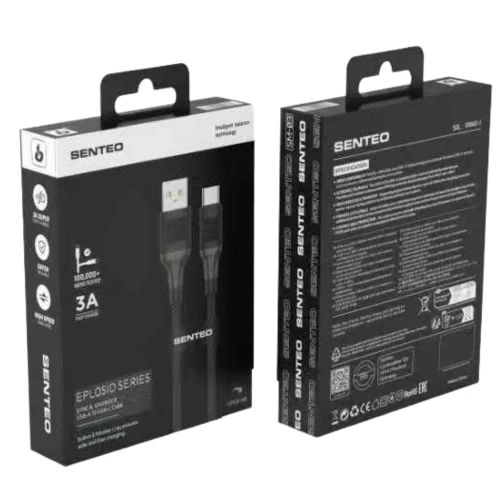 Кабель SENTEO SM-04 Eplosid series 3A USB to Type-C 1m