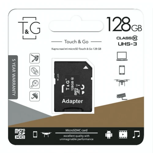 Карта пам'яті microSDHC T&G 128Gb UHS-3 10 class SD Adapter