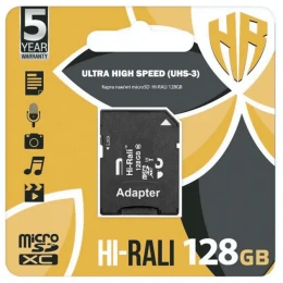 Карта пам'яті microSDXC Hi-Rali 128Gb UHS-3 10 class SD Adapter