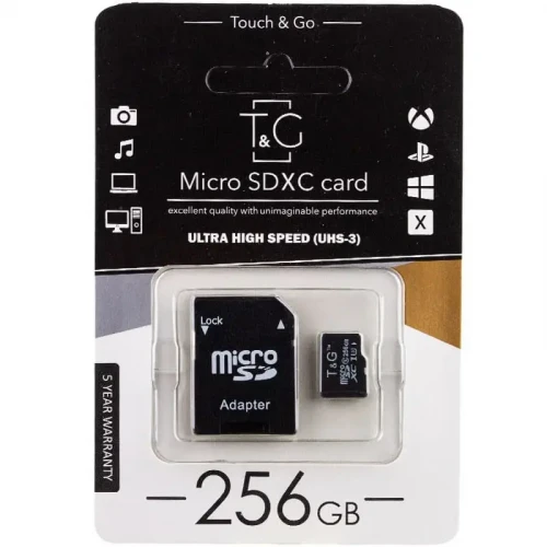 Карта пам'яті microSDXC T&G 256Gb UHS-3 10 class SD Adapter