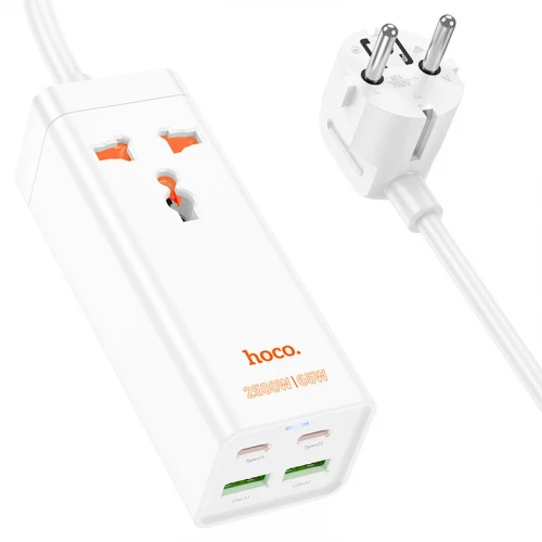 Мережевий фільтр 4Port Hoco AC10A 2USB + 2USB-C 220V 65W PD