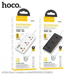 Мережевий фільтр 4Port Hoco AC8A 3USB + USB-C 220V 30W PD 1,5m