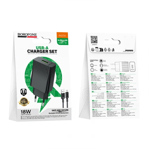 МЗП 1Port Borofone BAS72A Source USB QC3.0 18W USB to Micro