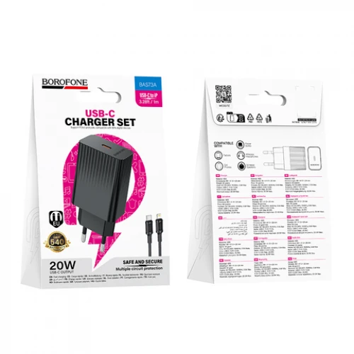 МЗП 1Port Borofone BAS73A Source USB-C PD 20W Type-C to Lightning