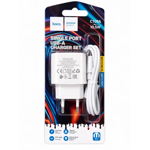 МЗП 1Port Hoco C109A Fighter USB 10.5W USB to Micro