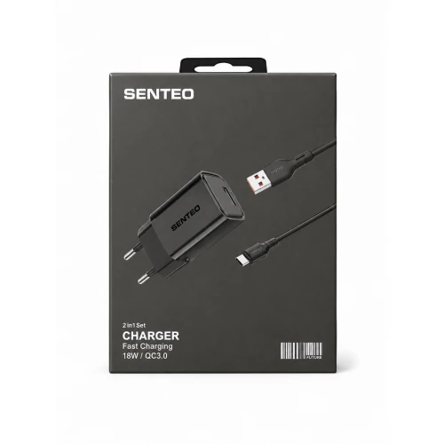 МЗП 1Port SENTEO S-01 USB QC3.0 18W USB to Type-C (CE Сертификат)