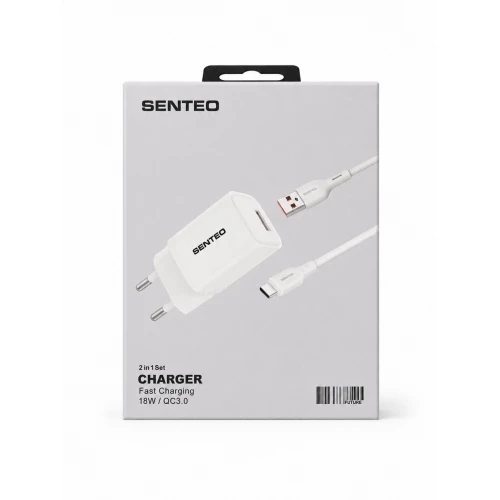 МЗП 1Port SENTEO S-01 USB QC3.0 18W USB to Type-C (CE Сертификат)