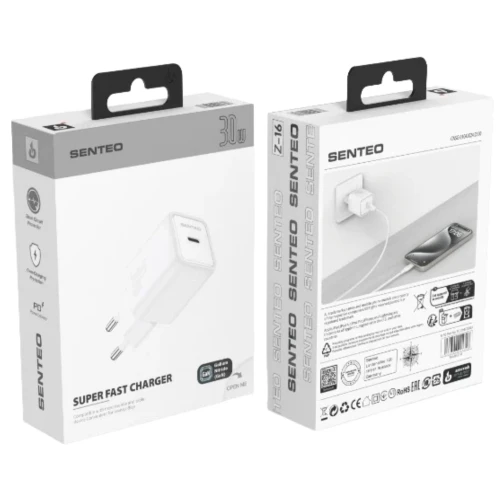 МЗП 1Port SENTEO Z-16 USB-C PD 30W (CE Сертификат)