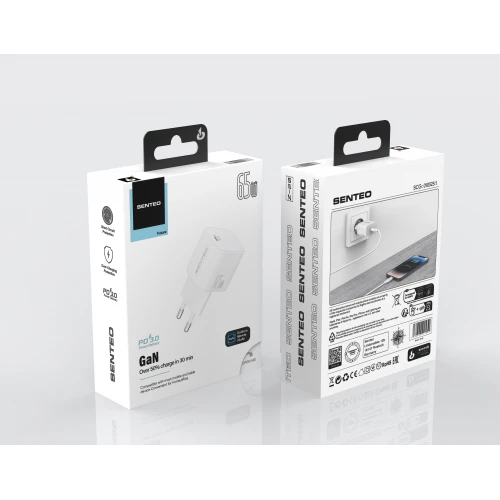 МЗП 1Port SENTEO Z-20 USB-C 3A GaN PD 65W (CE Сертификат)