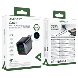 МЗП 2Port Acefast A116 with display USB+USB-C PD 35W