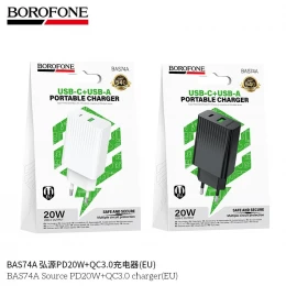 МЗП 2Port Borofone BAS74A Source USB+USB-C PD/QC 20W
