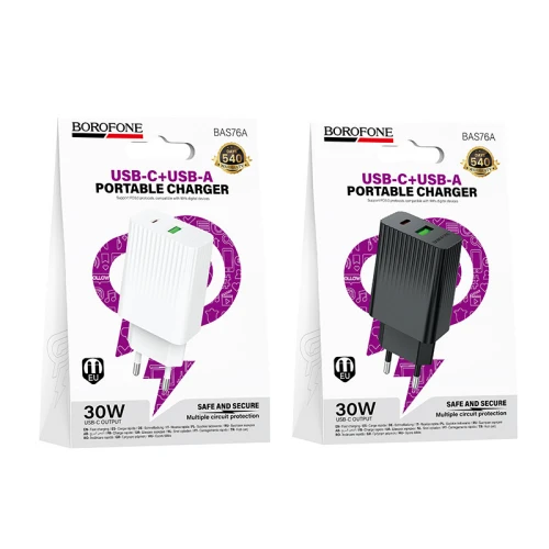 МЗП 2Port Borofone BAS76A Source USB+USB-C PD/QC 30W
