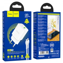 МЗП 2Port Hoco N28 USB+USB-C 3A PD/QC3.0 20W Type-C to Type-C